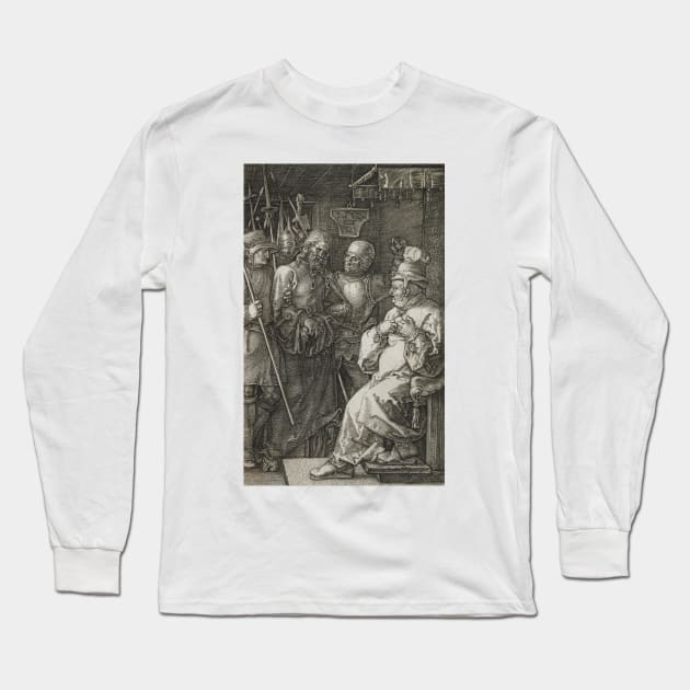 Christ Before Caiaphas by Albrecht Durer Long Sleeve T-Shirt by Classic Art Stall